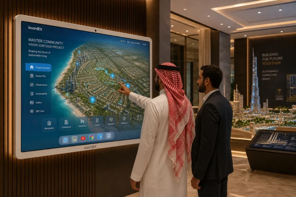 Touch-Screen Master Plan: Presenting Giga-Projects and Master Communities on Interactive Displays