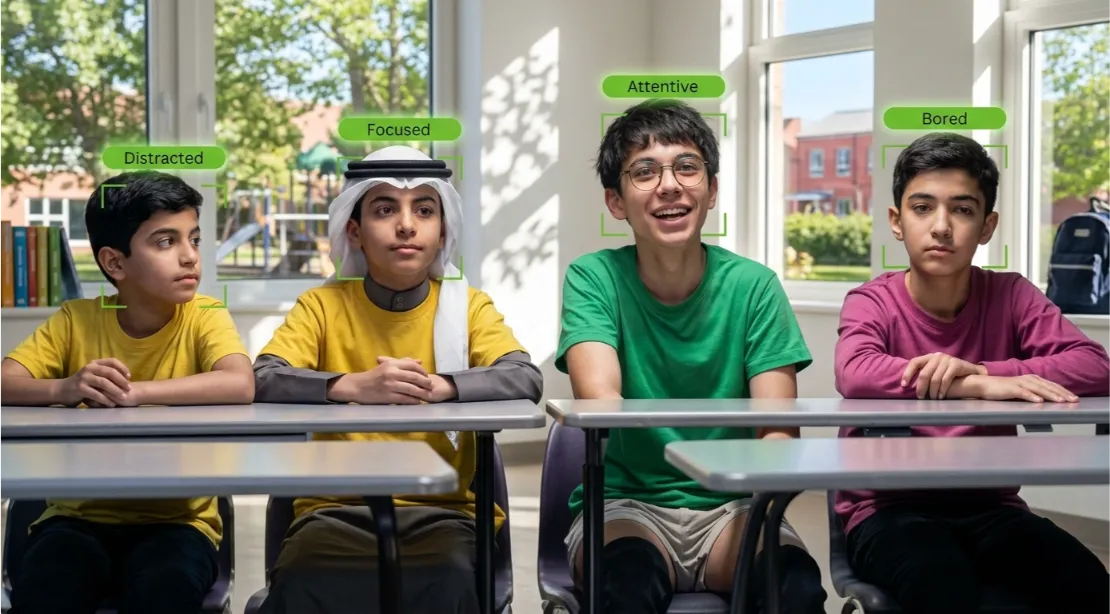 boardEX interactive flat panel taking class attendance with face recognition through the panel camera